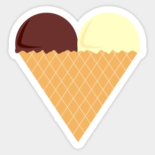 Chocolate And Banana Love Heart Ice-Cream Digital Art | Melanie Jensen Illustrations Sticker